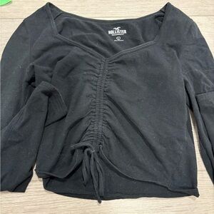 Hollister Black Ruched 3/4 Sleeve Blouse
